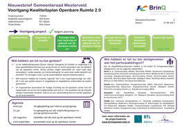 Nieuwsbrief Gemeenteraad Westerveld Voortgang Kwaliteitsplan Openbare Ruimte 2.0