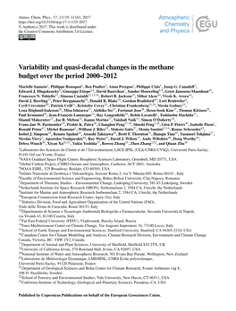 Variability and Quasi-Decadal Changes in the Methane Budget Over the Period 2000–2012