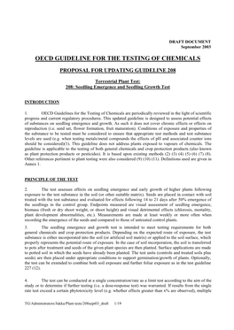 Oecd Guideline for the Testing of Chemicals