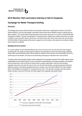 2015 Election: Rail Commuters Hold Key to Half of Marginals Campaign for Better Transport Briefing