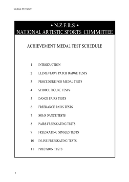 Medal Test Schedule 2020