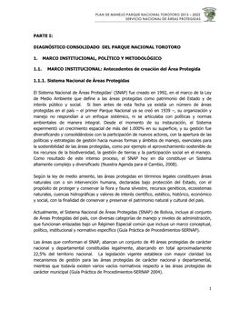 Plan De Manejo Parque Nacional Torotoro 2013 – 2022 Servicio Nacional De Áreas Protegidas