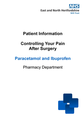 Patient Information Controlling Your Pain After Surgery Paracetamol And