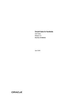 Oracle Sales for Handhelds User Guide, Release 12.1