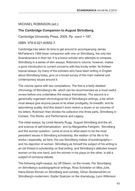 (Ed.): the Cambridge Companion to August Strindberg