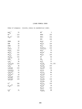 LIGAND FORMULA INDEX Order of Elements: C,Il,O,N, Others In