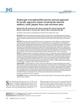 Endoscopic Transsphenoidal Anterior Petrosal Approach for Locally Aggressive Tumors Involving the Internal Auditory Canal, Jugular Fossa, and Cavernous Sinus