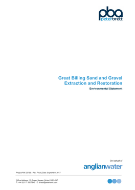 Great Billing Sand and Gravel Extraction and Restoration Environmental Statement