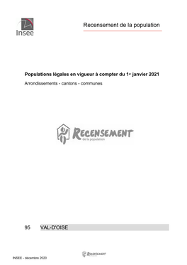 Populations Légales En Vigueur À Compter Du 1Er Janvier 2021