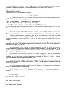 PROCEDURA DI VALUTAZIONE COMPARATIVA PER IL RECLUTAMENTO DI N