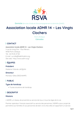 Association Locale ADMR 14 – Les Vingts Clochers Pont L’Évêque Calvados