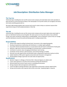 Distribution Sales Manager