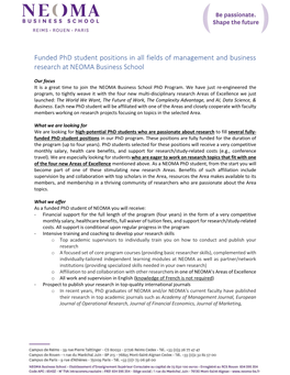 Funded Phd Student Positions in All Fields of Management and Business Research at NEOMA Business School