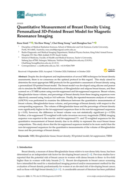 Quantitative Measurement of Breast Density Using Personalized 3D-Printed Breast Model for Magnetic Resonance Imaging