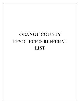 Orange County Resource & Referral List