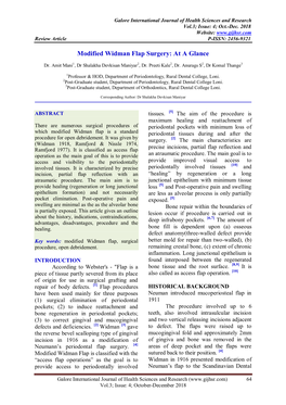 Modified Widman Flap Surgery: at a Glance