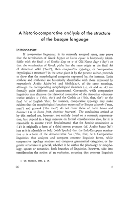 A Historie-Comparative Análysis of the Structure of the Basque Language