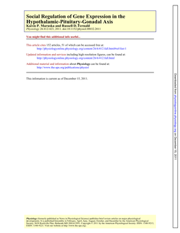 Hypothalamic-Pituitary-Gonadal Axis Social Regulation of Gene