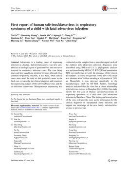 First Report of Human Salivirus/Klassevirus in Respiratory Specimens of a Child with Fatal Adenovirus Infection