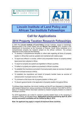 Lincoln Institute of Land Policy and African Tax Institute Fellowships