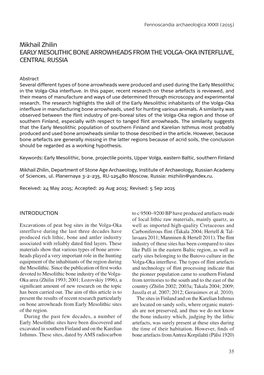 Mikhail Zhilin EARLY MESOLITHIC BONE ARROWHEADS from the VOLGA-OKA INTERFLUVE, CENTRAL RUSSIA