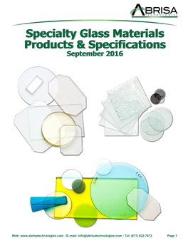 Specialty Glass Technical Capability Brochure