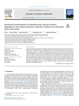 Structural Transformation of Manufacturing, Natural Resource Dependence, and Carbon Emissions Reduction: Evidence of a Threshold Effect from China