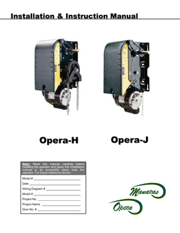 Operator and Place This Installation Manual in an Accessible Place Near the Operator