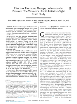 Effects of Hormone Therapy on Intraocular Pressure: the Women's