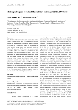 Histological Aspects of Skeletal Muscle Fibers Splitting of C57BL/6Ncrl Mice