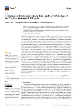 Hydrological Responses to Land Use Land Cover Changes in the Fincha’A Watershed, Ethiopia