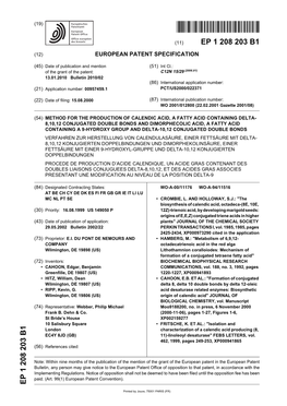 Method for the Production of Calendic Acid, a Fatty