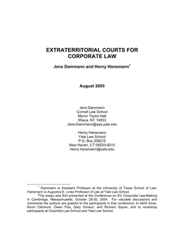 Extraterritorial Courts for Corporate Law