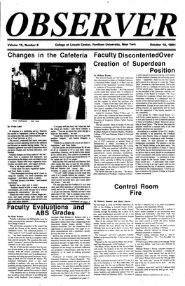 Changes in the Cafeteria Faculty Discontentedover Creation Of