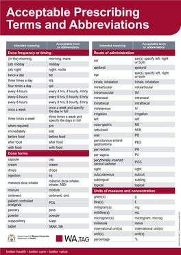 Acceptable Prescribing Terms and Abbreviations