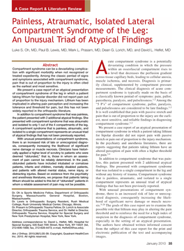 Painless, Atraumatic, Isolated Lateral Compartment Syndrome of the Leg: an Unusual Triad of Atypical Findings