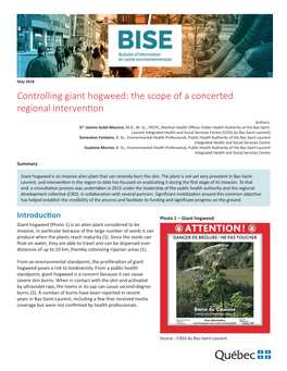 Controlling Giant Hogweed: the Scope of a Concerted Regional Intervention