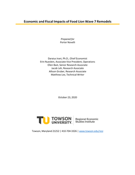 Economic and Fiscal Impacts of Food Lion Wave 7 Remodels