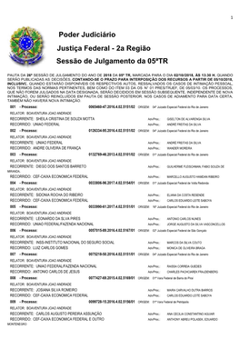 2A Região Sessão De Julgamento Da 05ªTR