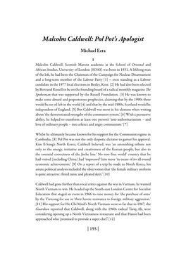 Malcolm Caldwell: Pol Pot’S Apologist