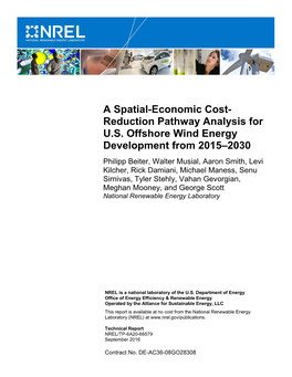 A Spatial-Economic Cost-Reduction Pathway Analysis for U.S. Offshore