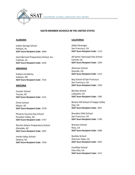 Ssatb Member Schools in the United States Arizona