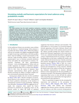 Simulating Melodic and Harmonic Expectations for Tonal Cadences Using Probabilistic Models