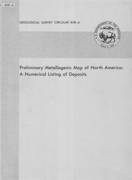 Preliminary Metallogenic Map of North America: a Numerical Listing of Deposits