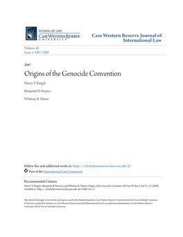 Origins of the Genocide Convention Henry T