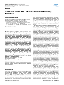 Stochastic Dynamics of Macromolecular-Assembly Networks