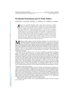 Presidential Particularism and US Trade Politics* � KENNETH S