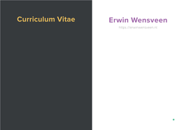 Curriculum Vitae Erwin Wensveen     Front-End • +31 (0)6 21 98 96 09 • Mail@Erwinwensveen.Nl • Bleiswijk - Zuid-Holland