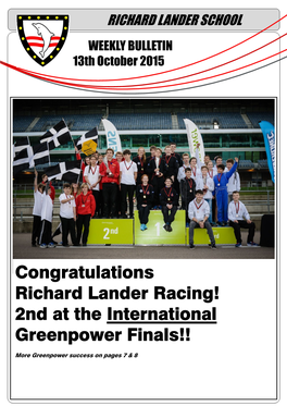 Congratulations Richard Lander Racing! 2Nd at the International