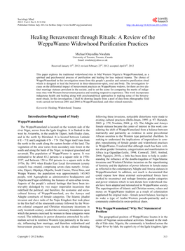 Healing Bereavement Through Rituals: a Review of the Weppawanno Widowhood Purification Practices